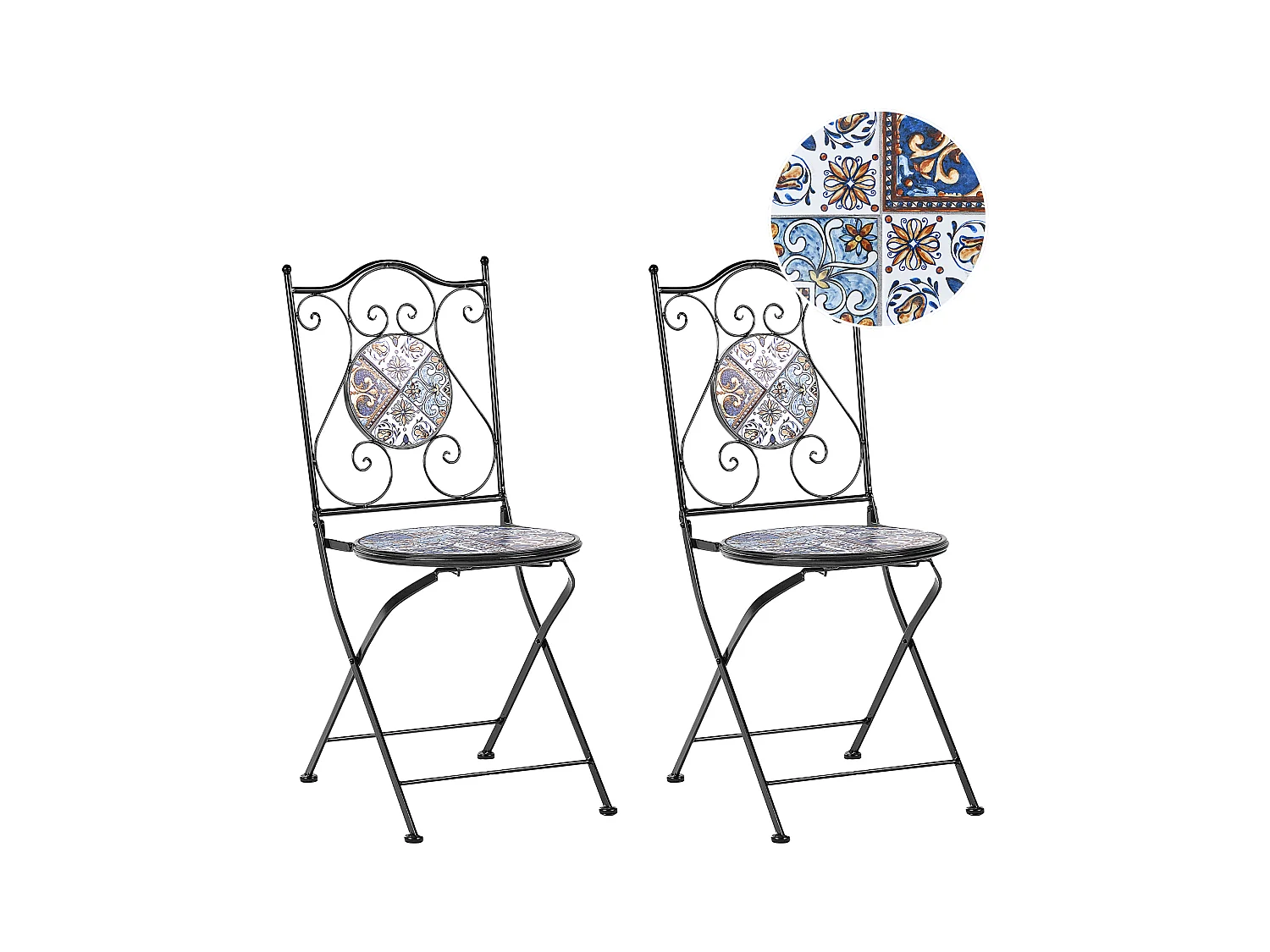 Lot de 2 chaises de jardin CIVITA Métal Noir