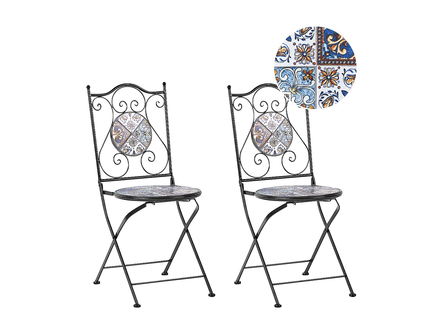 Lot de 2 chaises de jardin CIVITA Métal Noir