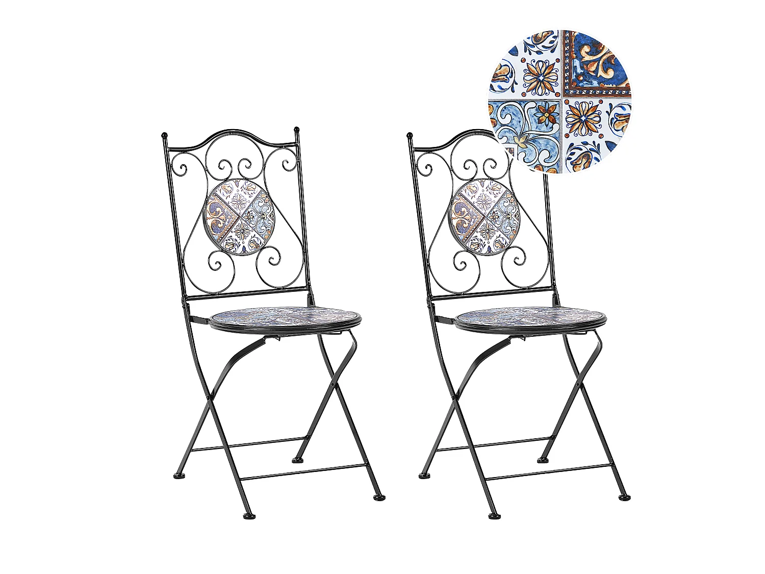 Lot de 2 chaises de jardin CIVITA Métal Noir