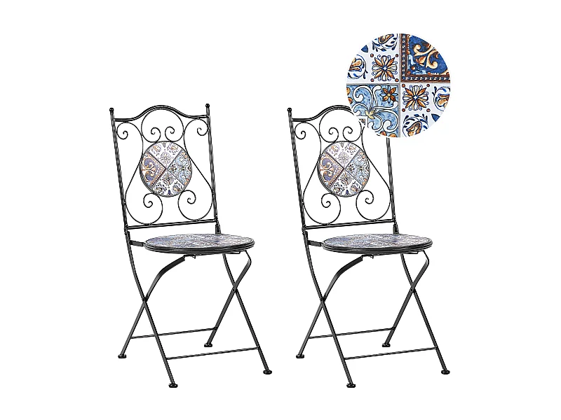 Lot de 2 chaises de jardin CIVITA Métal Noir