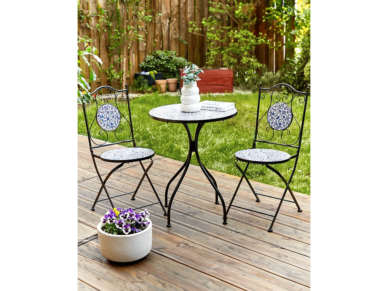 Lot de 2 chaises de jardin CAMPRENA Métal Noir
