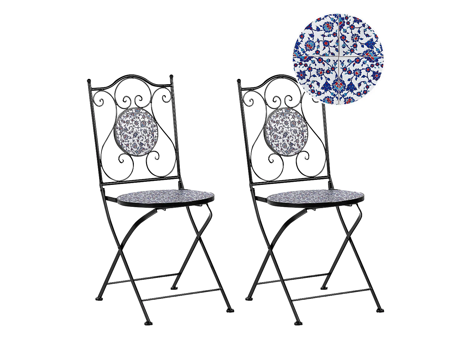 Lot de 2 chaises de jardin CAMPRENA Métal Noir