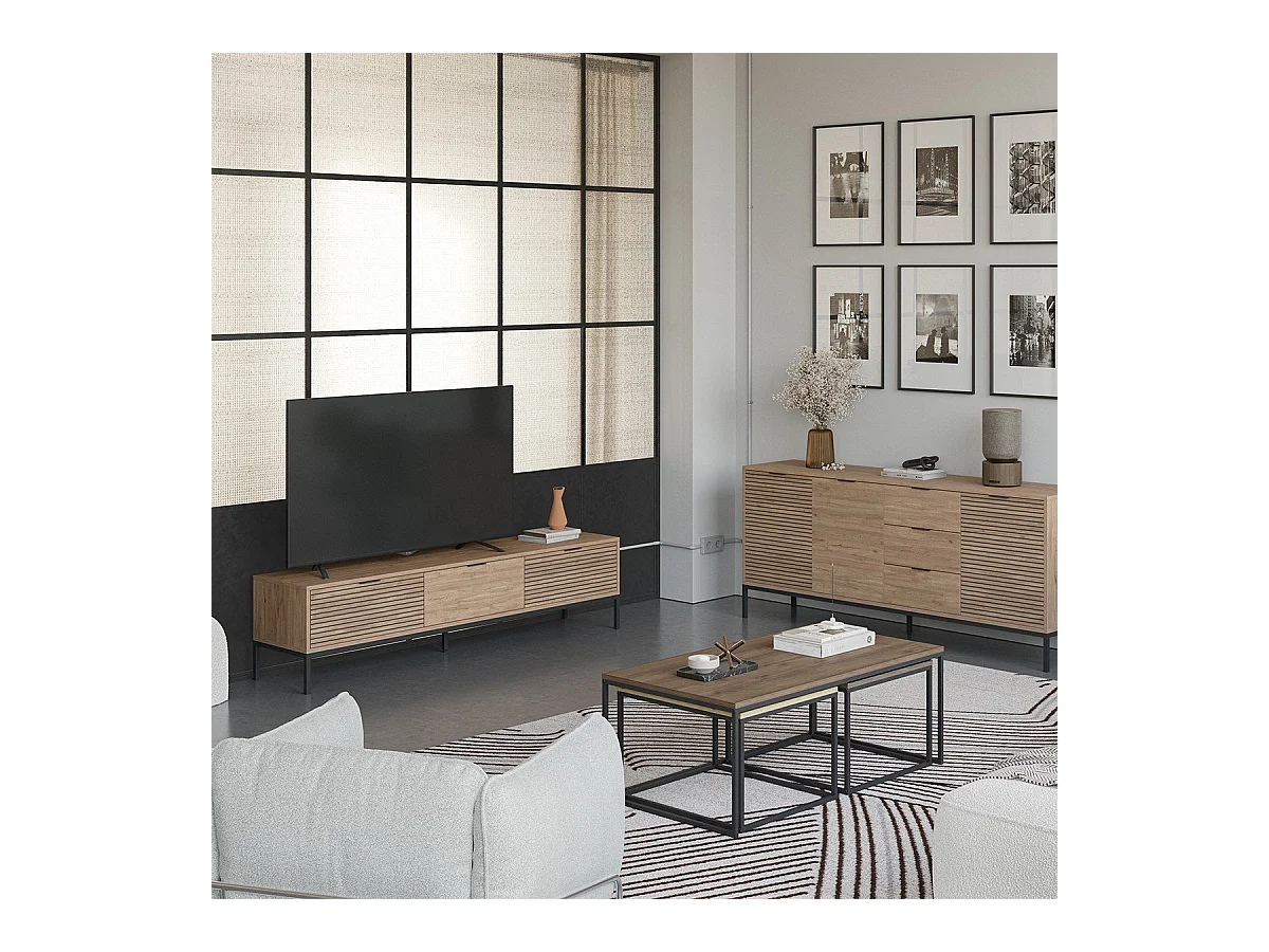 TV-Möbel mit 3 Schubladen und Metallfüßen Ariel - L180 cm