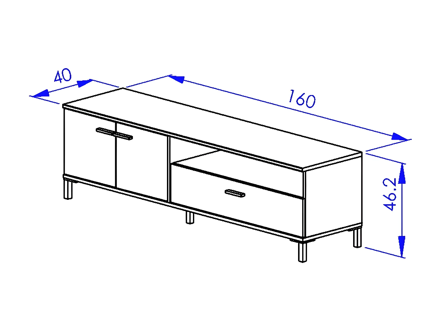 TV-Möbel 2 Türen 1 Schublade L160 cm - TRUST
