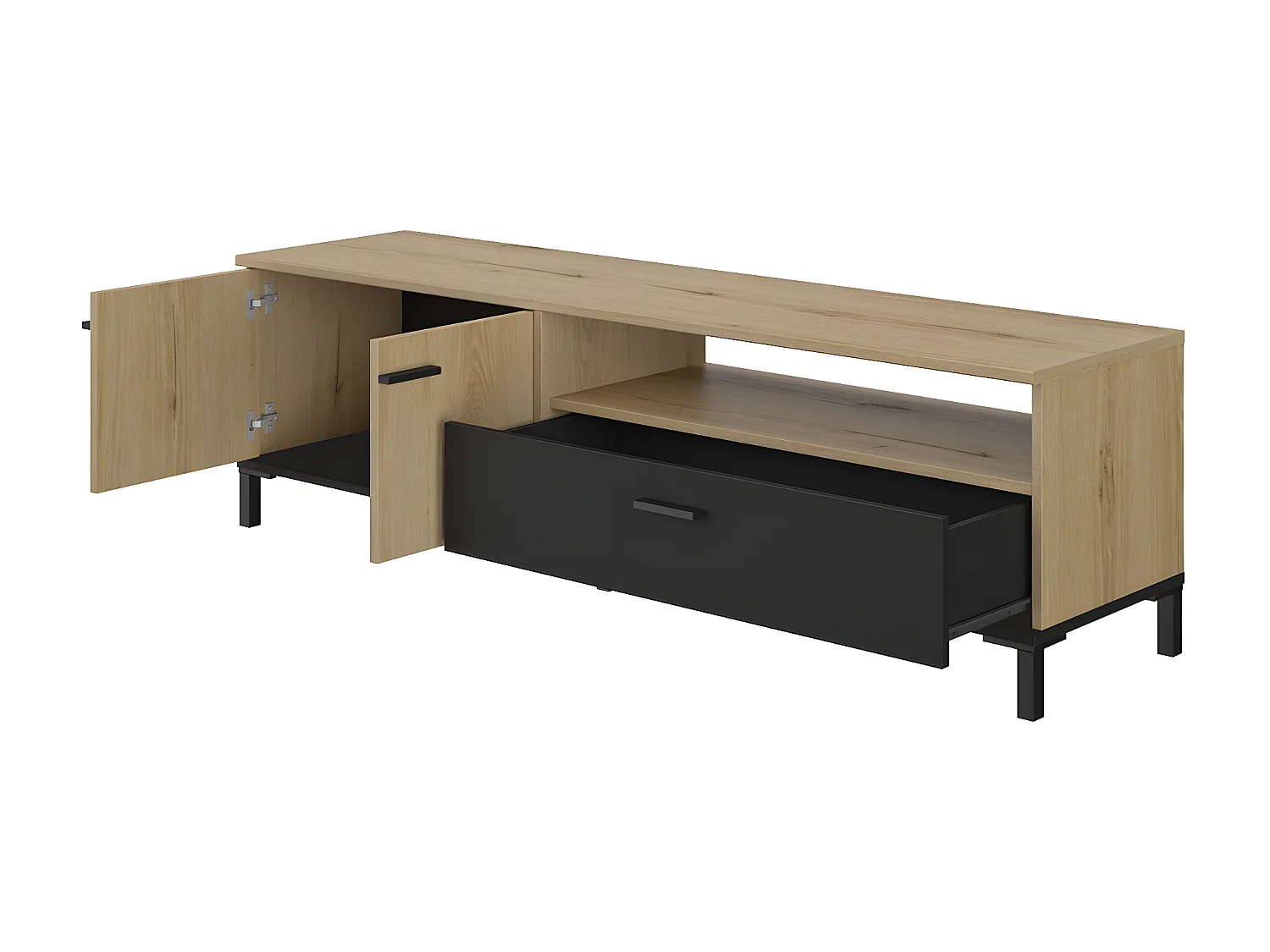 Meuble TV 2 portes 1 tiroir L160 cm - TRUST