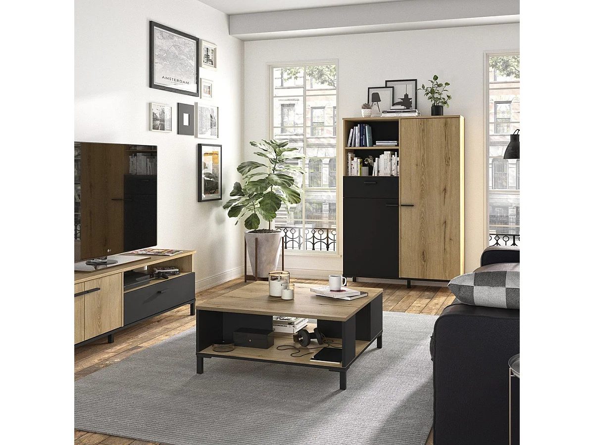 Szafka pod TV 2 drzwi 1 szuflada L160 cm - TRUST