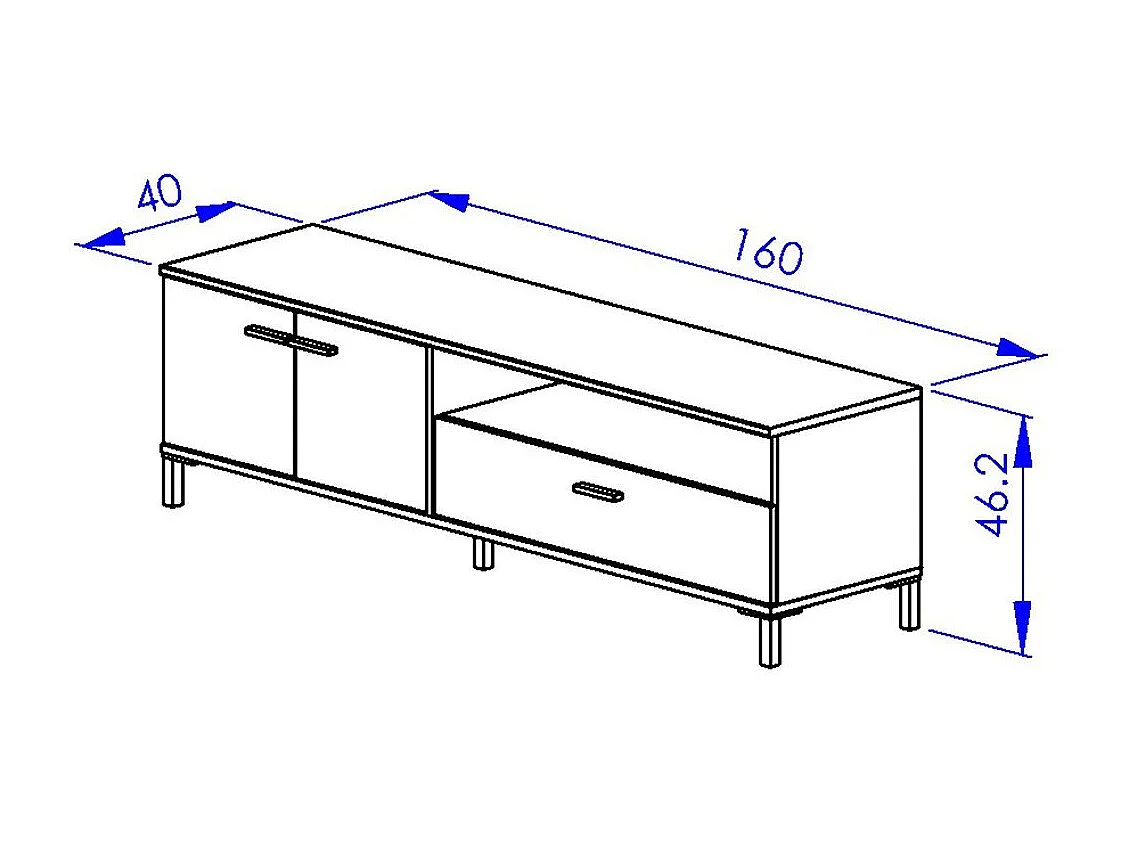 Szafka pod TV 2 drzwi 1 szuflada L160 cm - TRUST