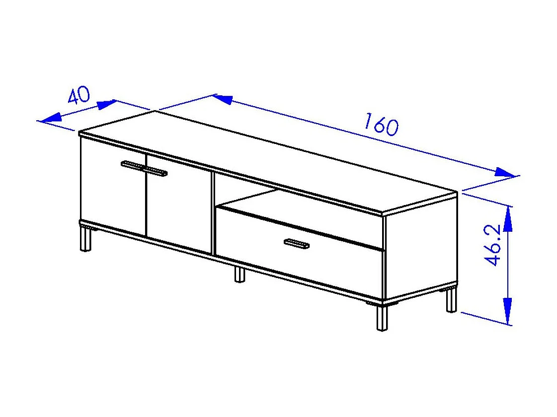 Szafka pod TV 2 drzwi 1 szuflada L160 cm - TRUST