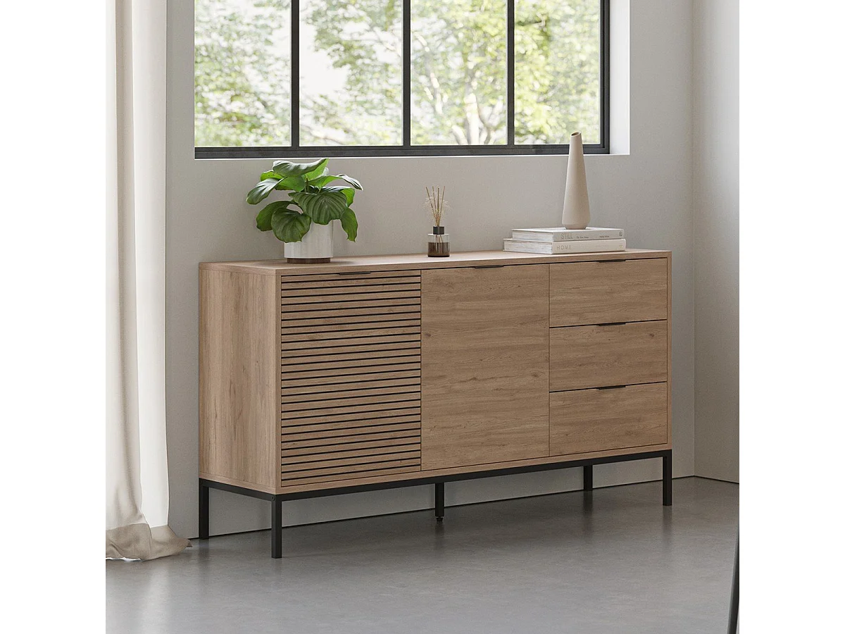 Buffet 2 portes 3 tiroirs  Ariel - L140 cm