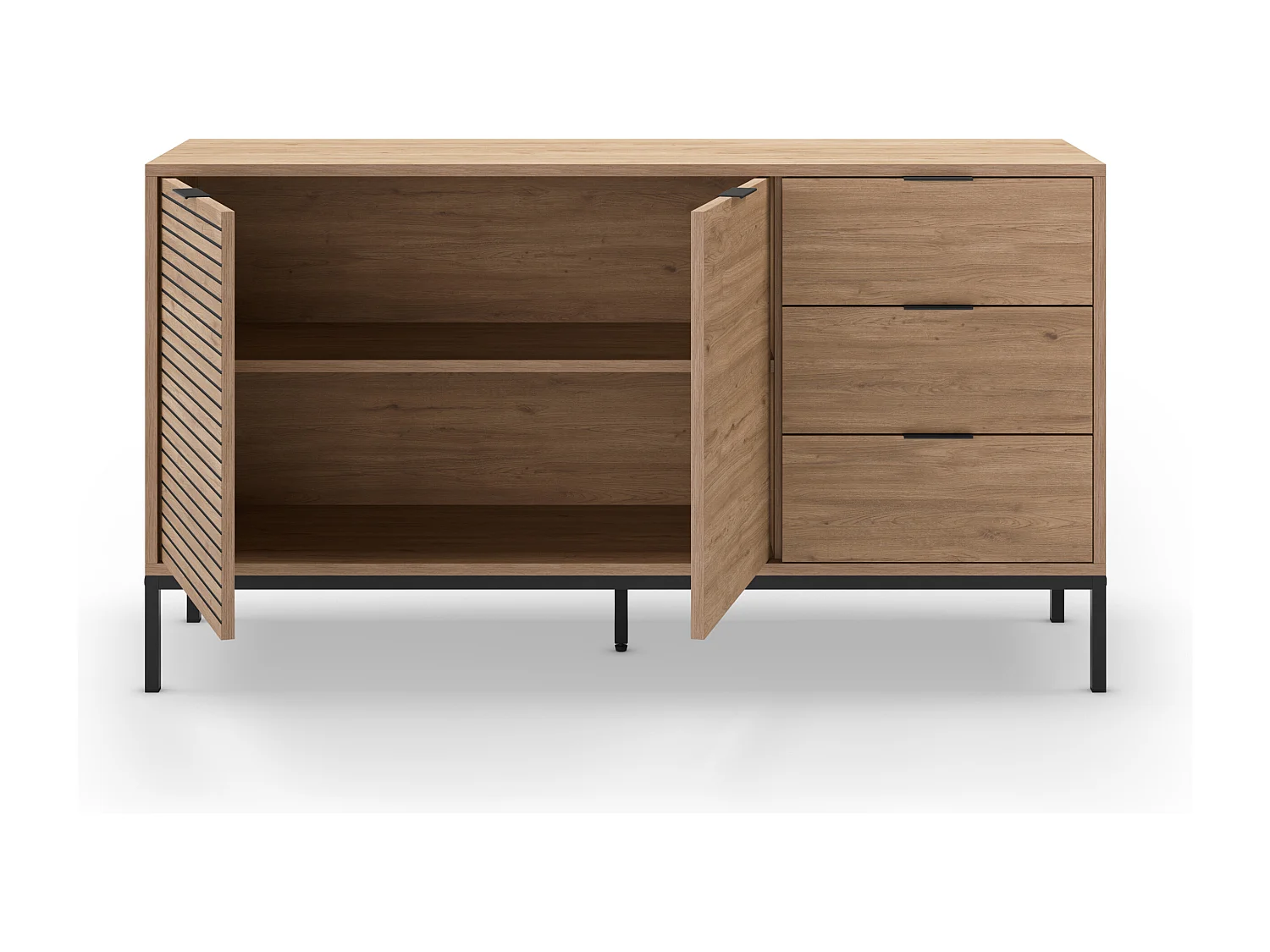 Buffet 2 portes 3 tiroirs  Ariel - L140 cm