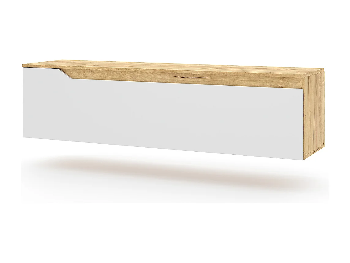 TV-Möbel 1 Tür Eiche Gold und Weiß Dekor L140 cm - Tree