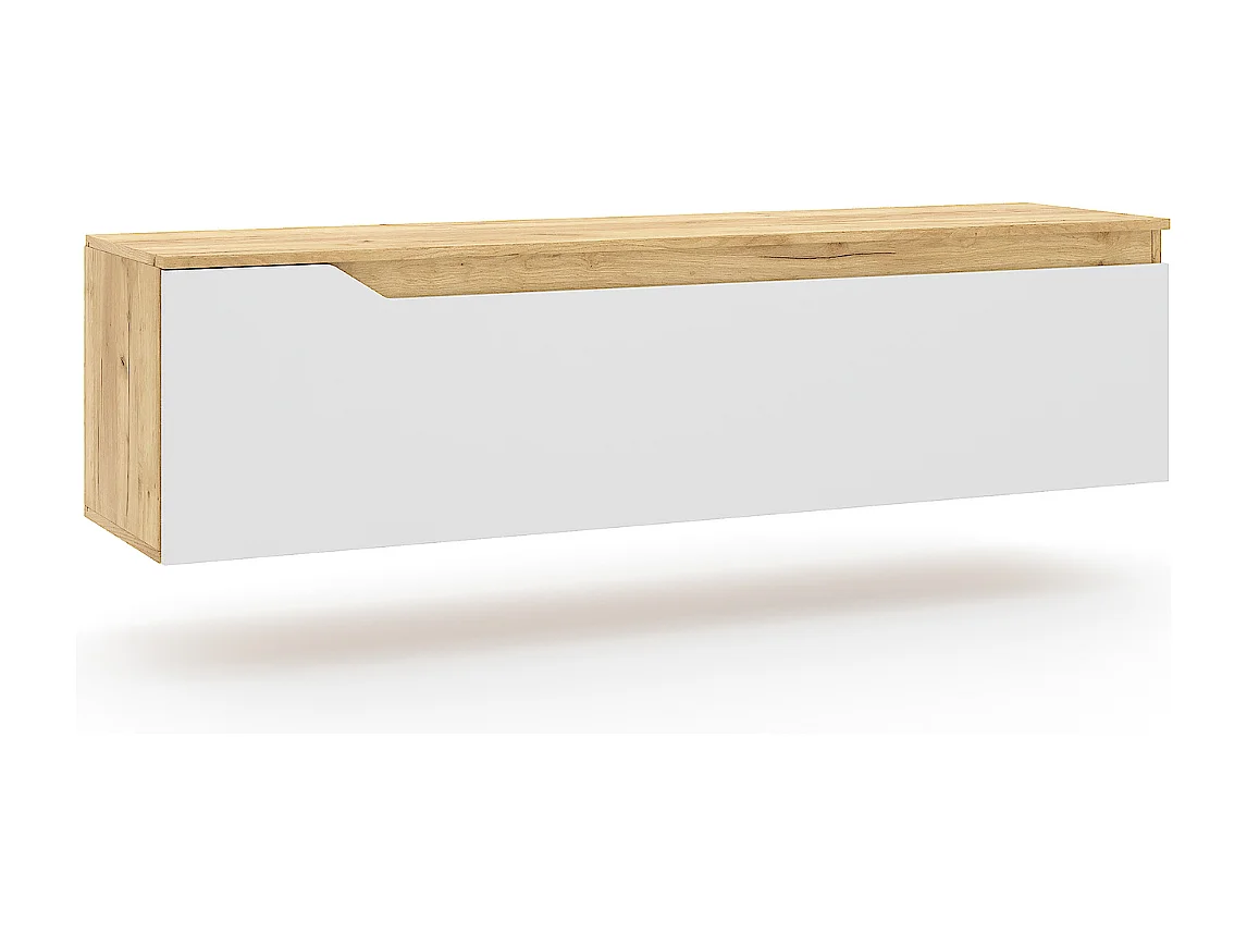 TV-Möbel 1 Tür Eiche Gold und Weiß Dekor L140 cm - Tree