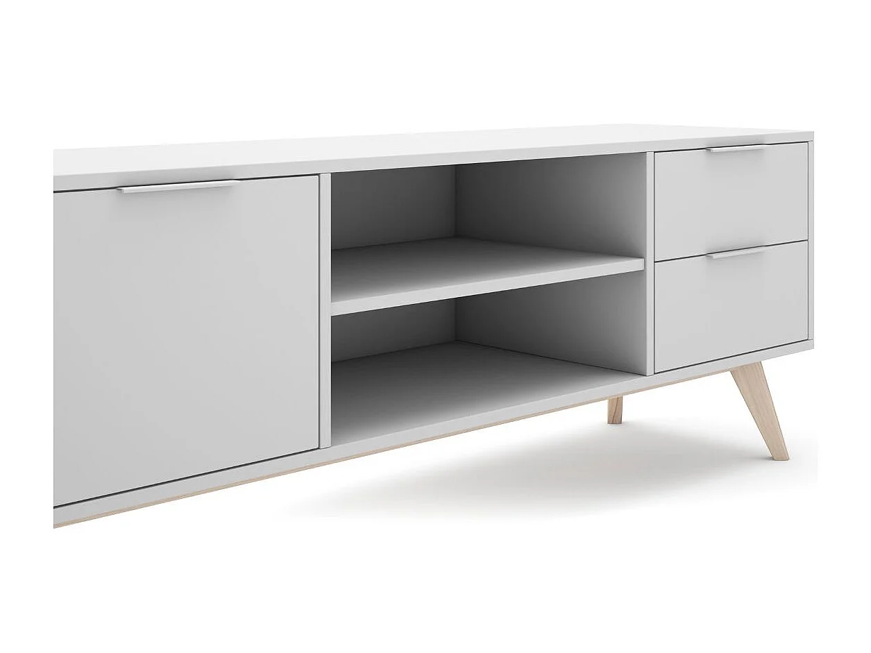 Meuble TV 2 Portes, 2 Tiroirs, 2 Niches L180 cm - Campus