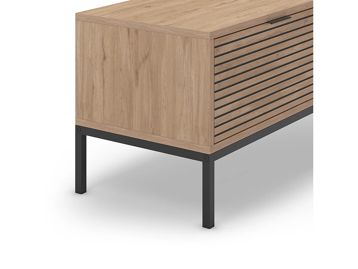 Meuble TV 2 tiroirs et pieds en métal Ariel - L120 cm