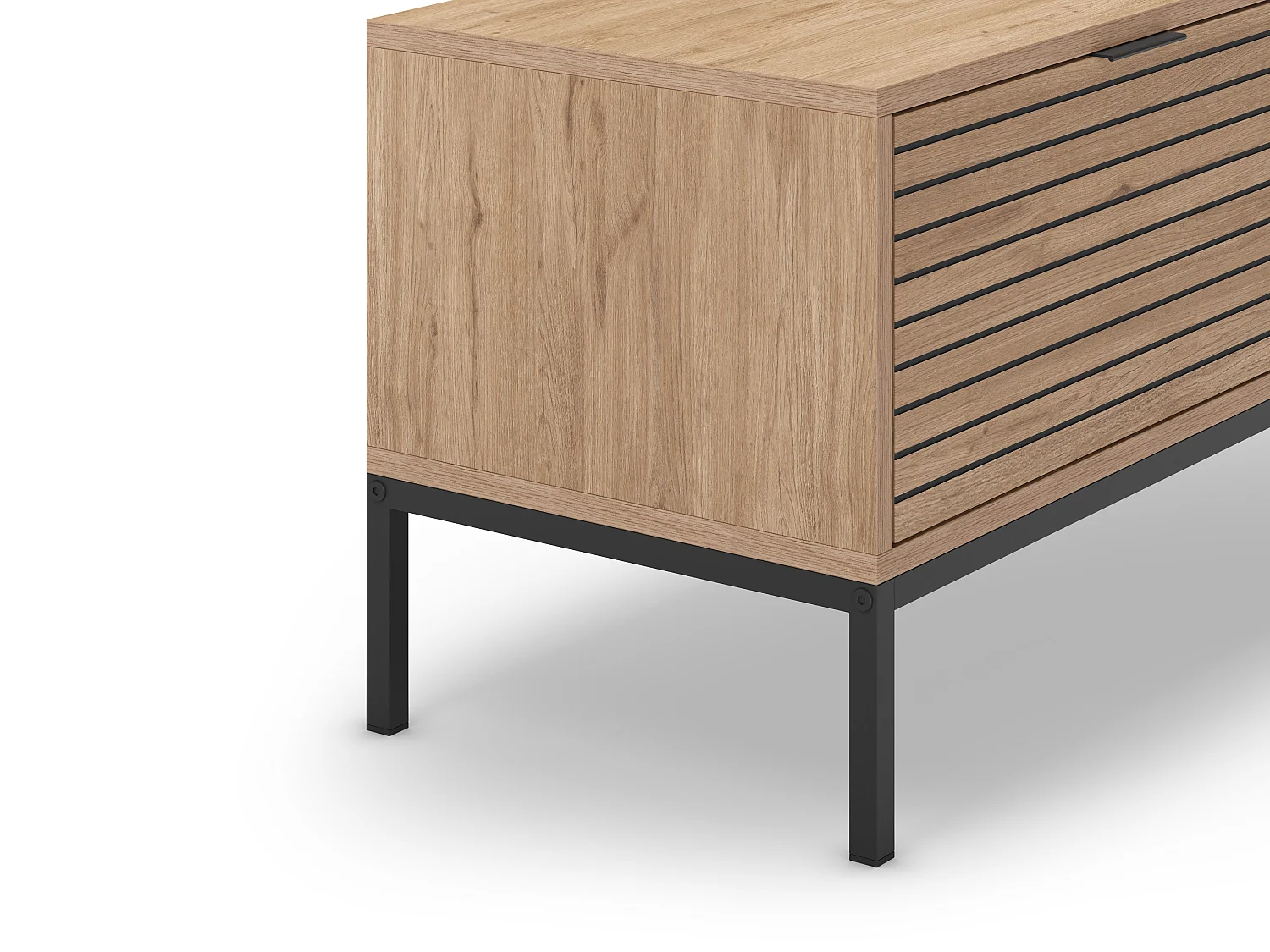 Meuble TV 2 tiroirs et pieds en métal Ariel - L120 cm