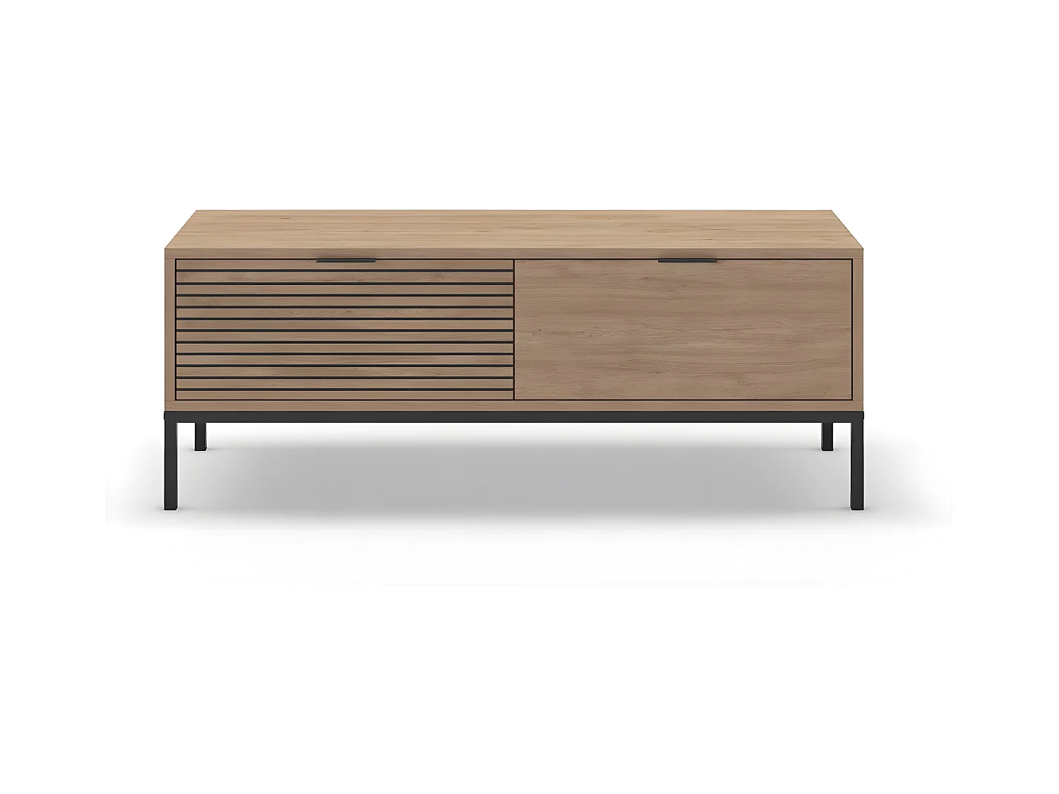 Meuble TV 2 tiroirs et pieds en métal Ariel - L120 cm