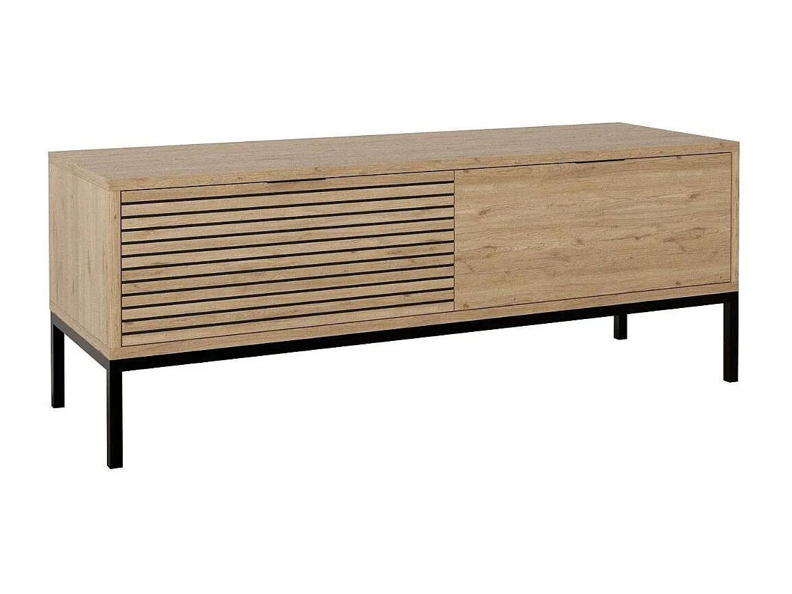 Meuble TV 2 tiroirs et pieds en métal Ariel - L120 cm