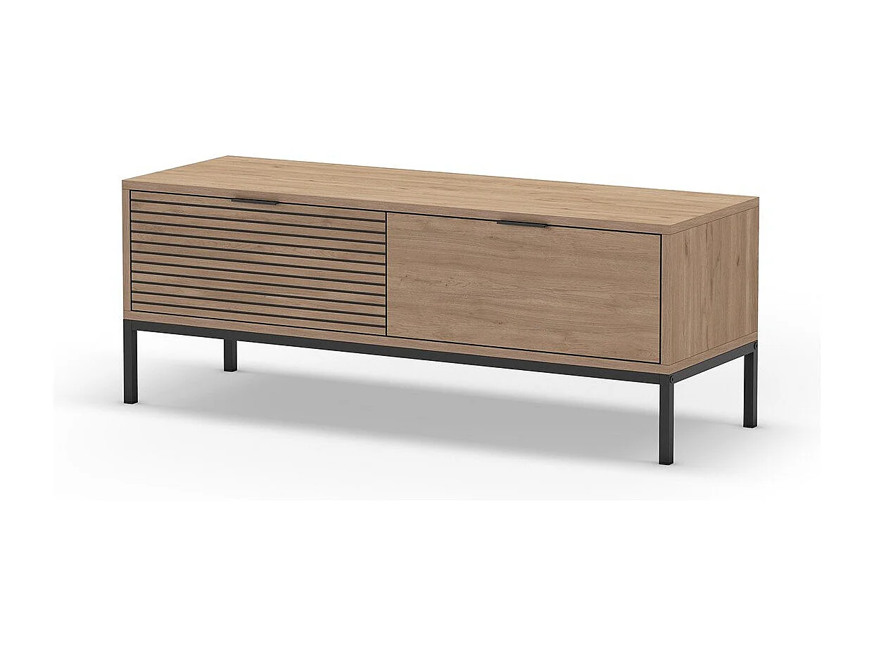 Meuble TV 2 tiroirs et pieds en métal Ariel - L120 cm
