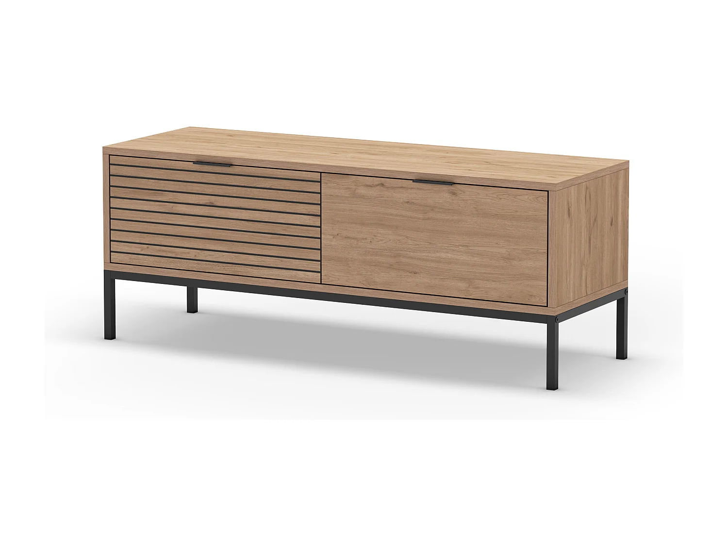 Meuble TV 2 tiroirs et pieds en métal Ariel - L120 cm