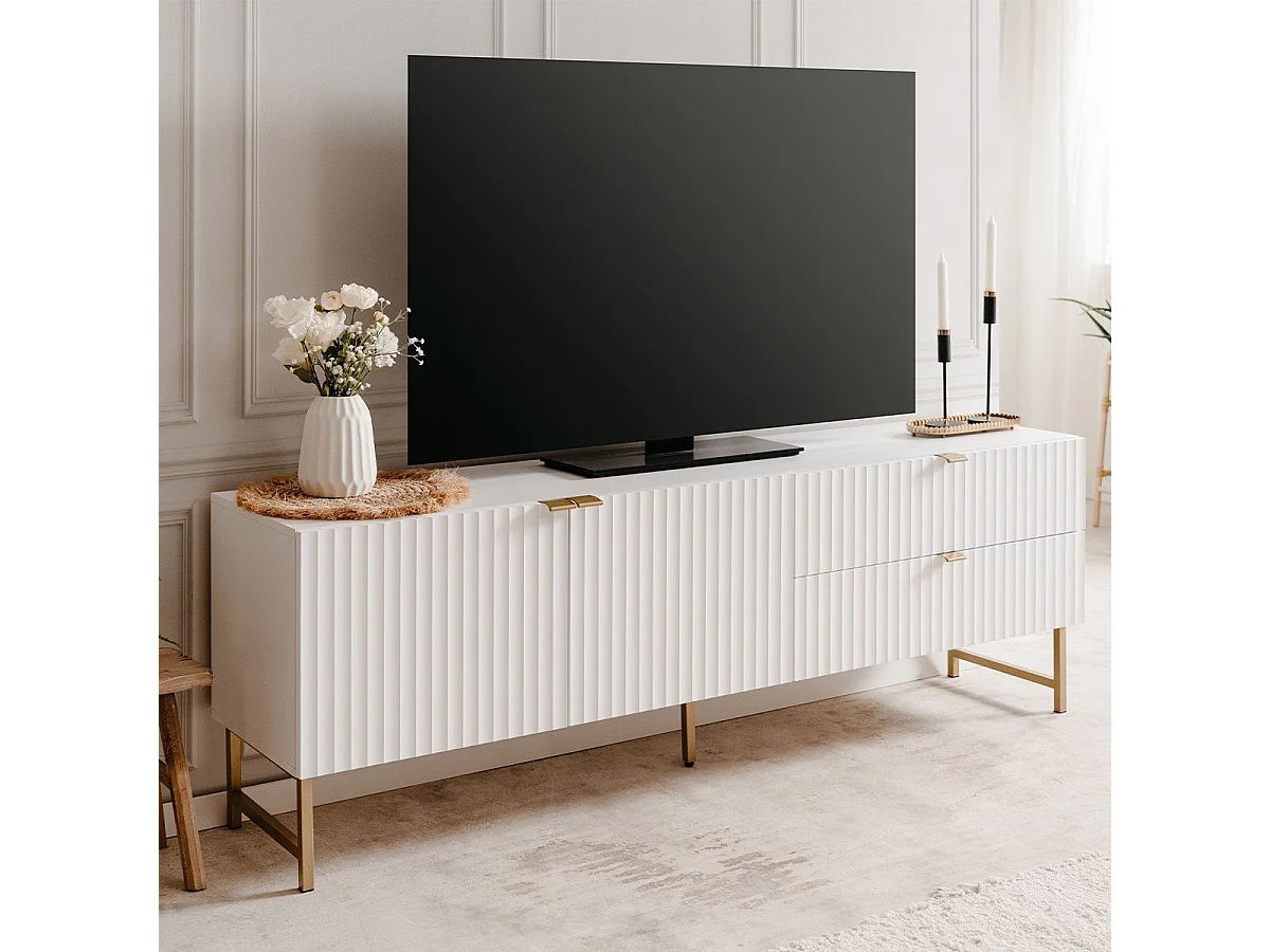 Stojak pod telewizor 2 drzwiczki 2 szuflady L179 cm - GLASGOW