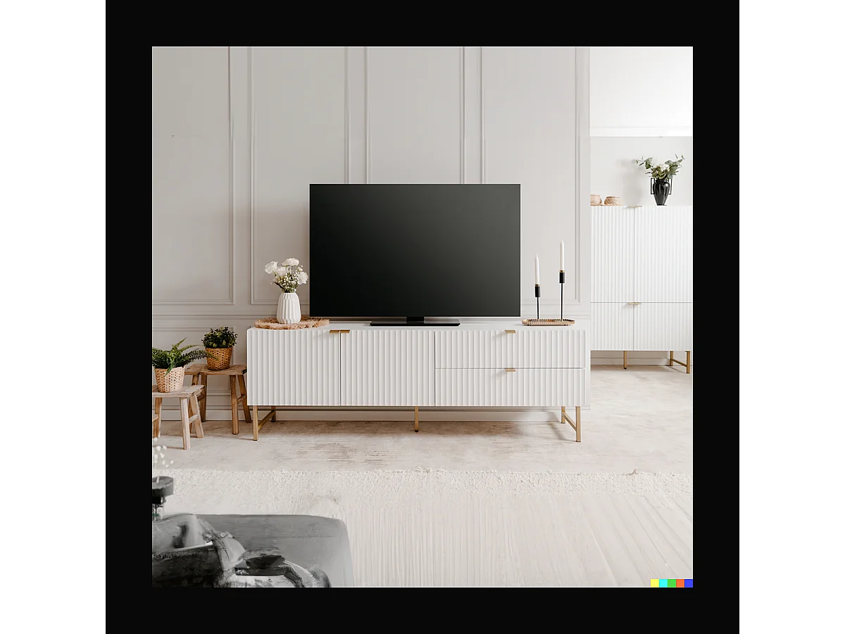 Meuble TV 2 Portes 2 Tiroirs L179 cm - GLASGOW