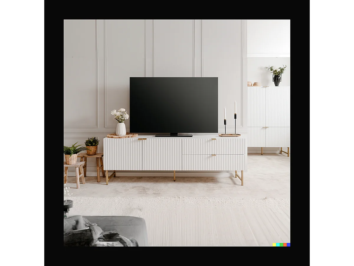 Stojak pod telewizor 2 drzwiczki 2 szuflady L179 cm - GLASGOW