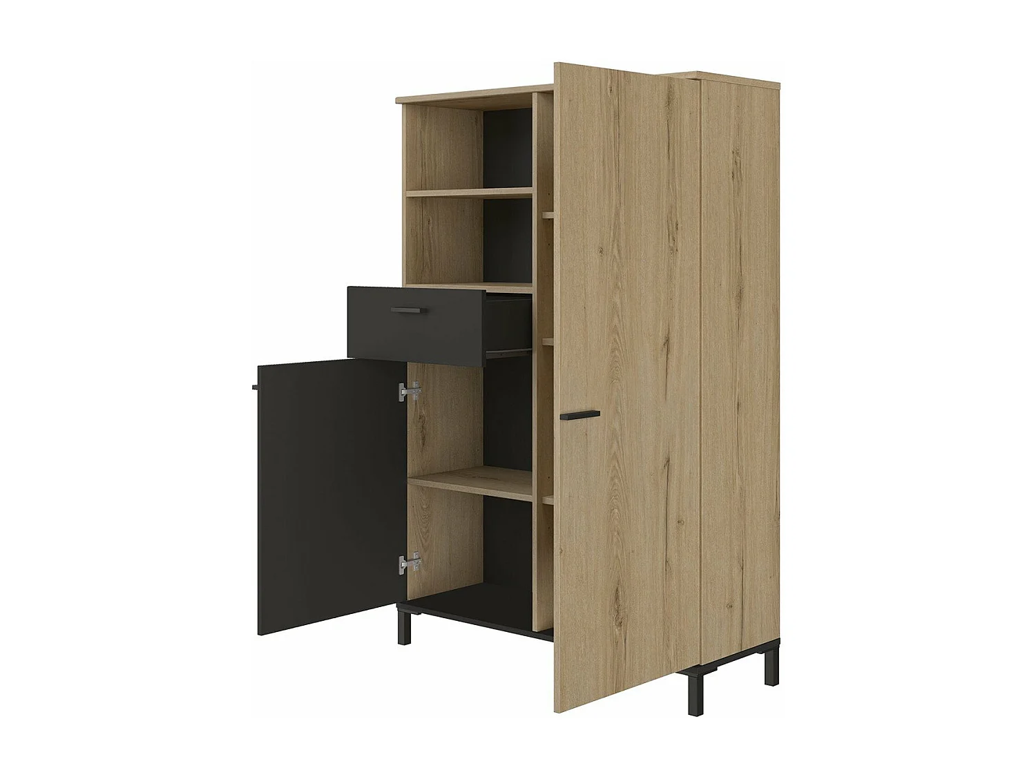 Opbergkast met 1 lade en 2 deuren H150 cm - TRUST