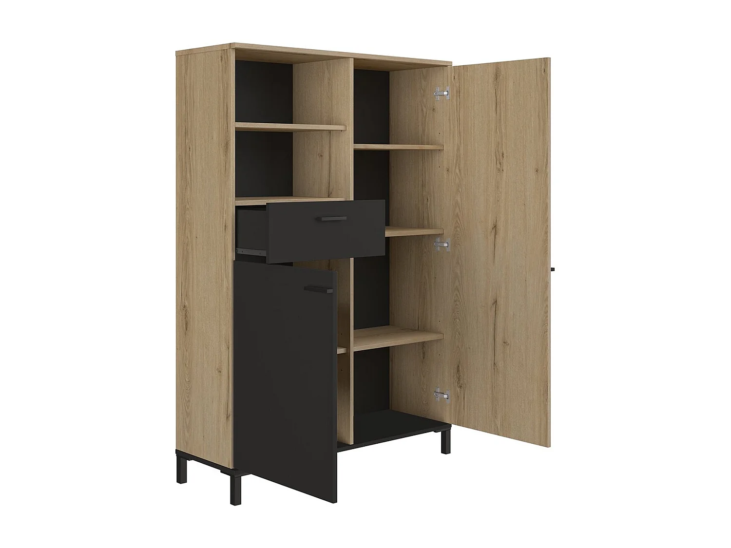 Szafka wysoka z 1 szufladą i 2 drzwiczkami H150 cm - TRUST