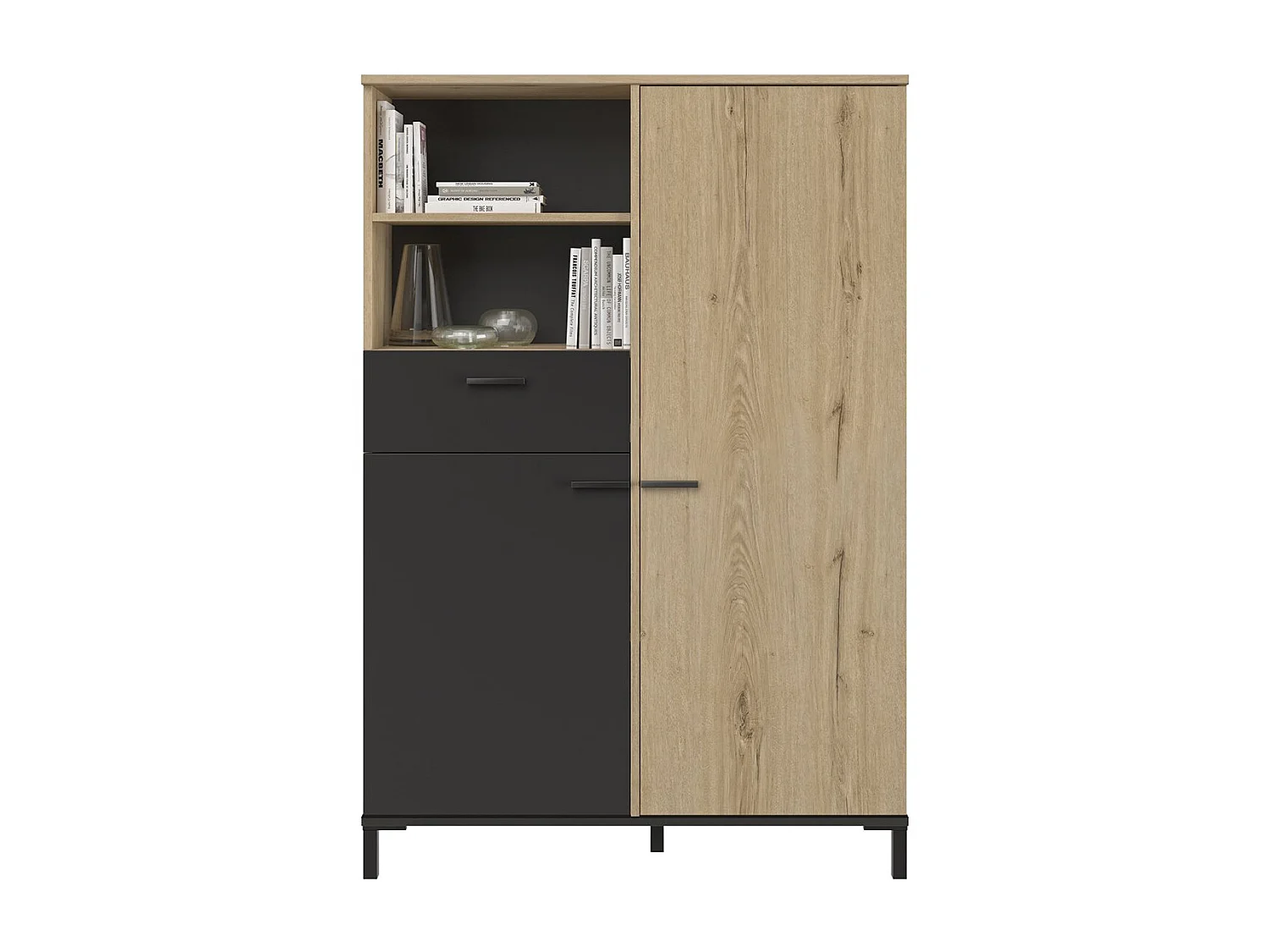 Szafka wysoka z 1 szufladą i 2 drzwiczkami H150 cm - TRUST