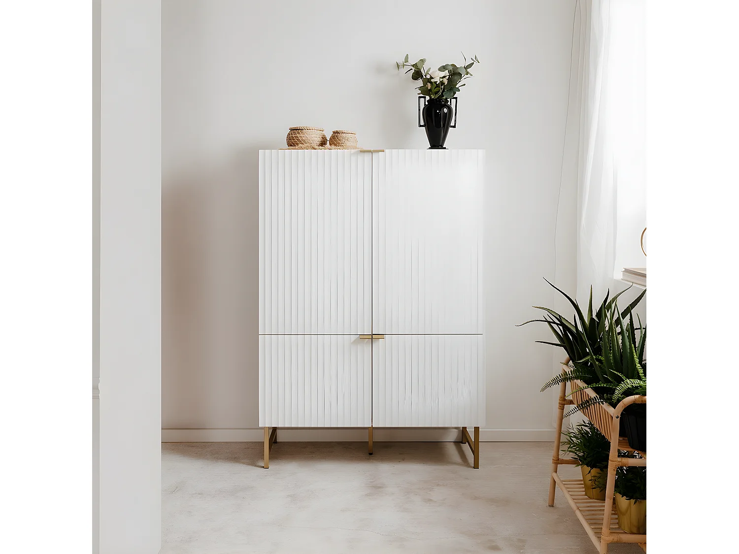 Buffet Haut 4 Portes L100 x H142 cm - GLASGOW