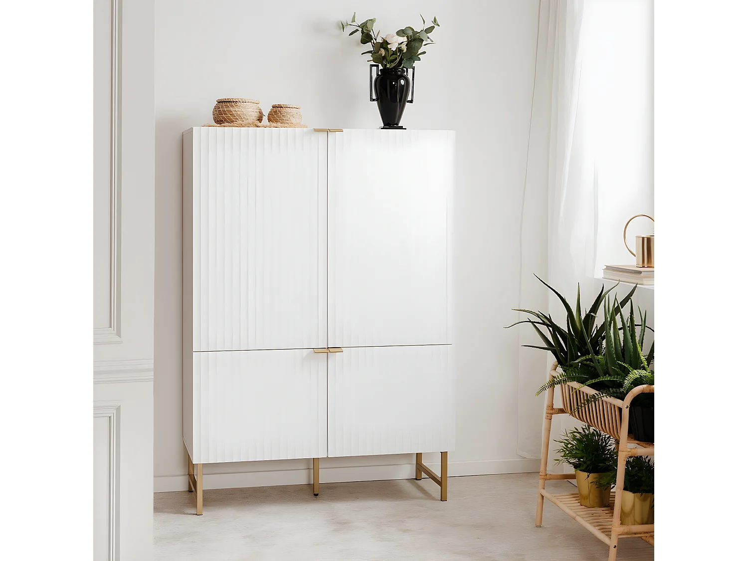 Buffet Haut 4 Portes L100 x H142 cm - GLASGOW