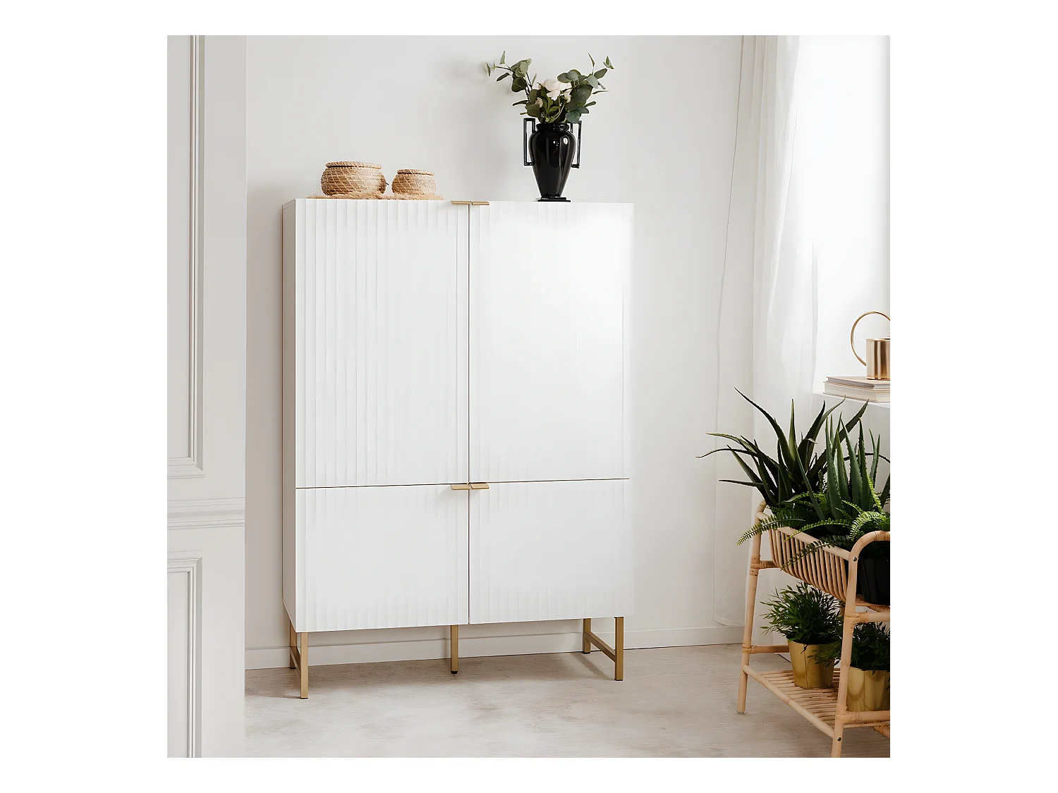Buffet Haut 4 Portes L100 x H142 cm - GLASGOW