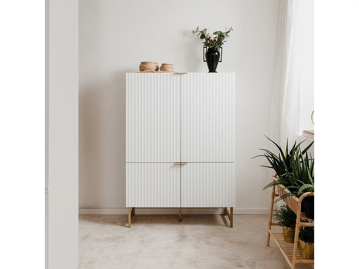 Highboard z 4 drzwiami W100 x H142 cm - GLASGOW