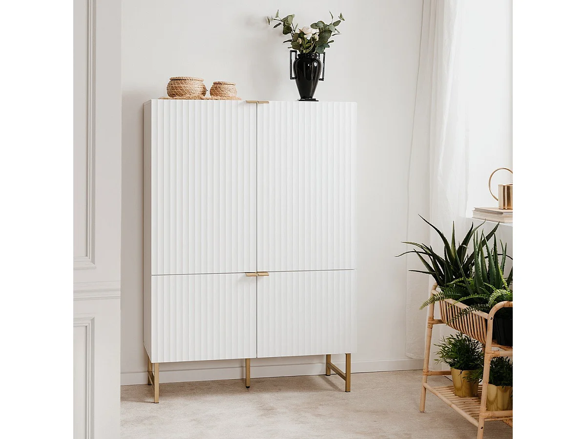 Highboard z 4 drzwiami W100 x H142 cm - GLASGOW