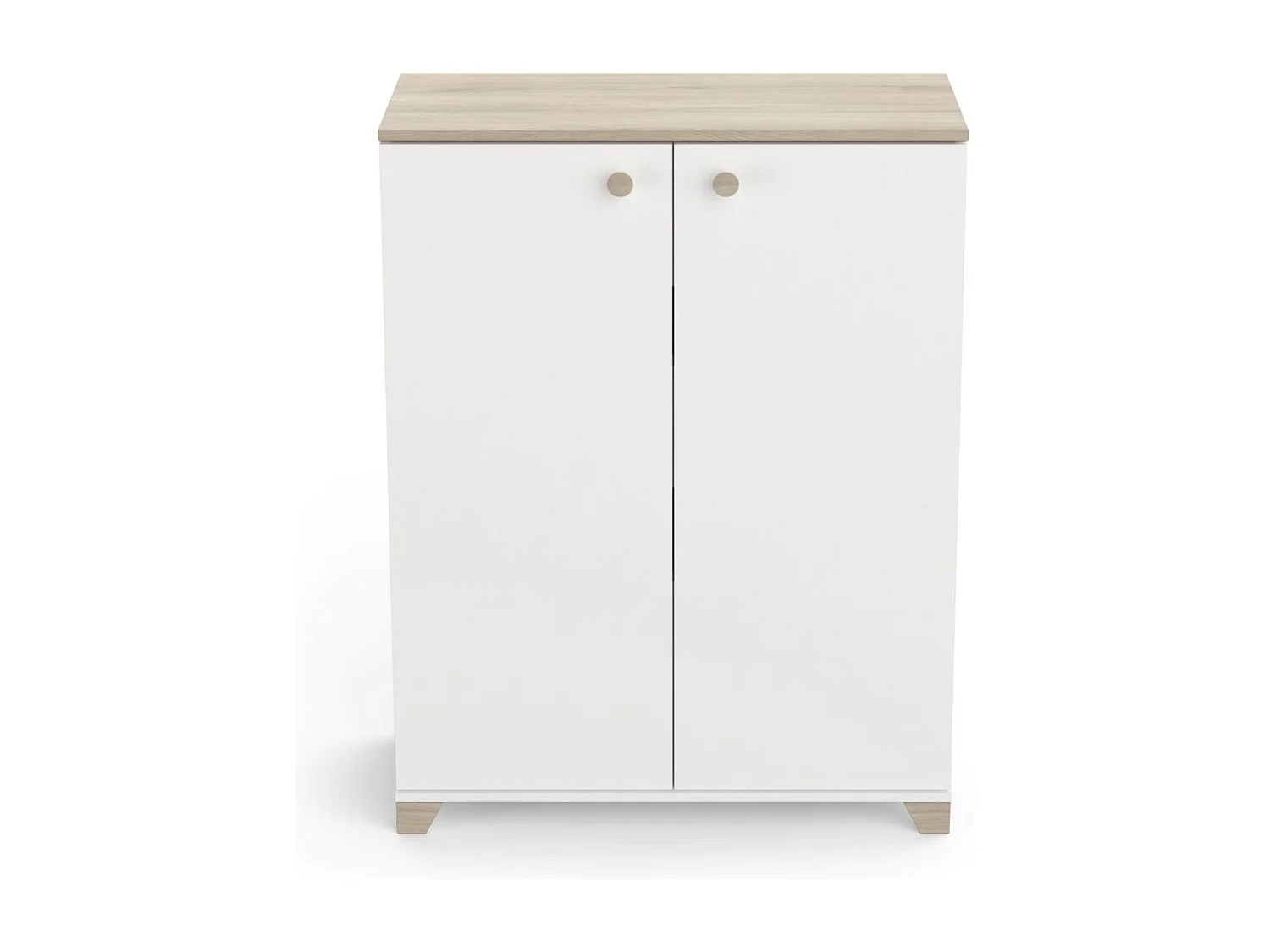Pequeño buffet de 2 puertas abatibles decorado en roble kronberg y blanco - L79,7 cm
