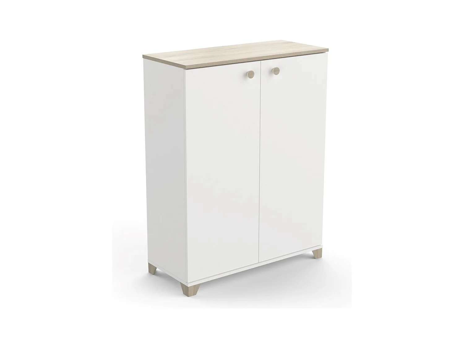Petit buffet 2 portes ouvrantes décor chêne kronberg et blanc - L79,7 cm