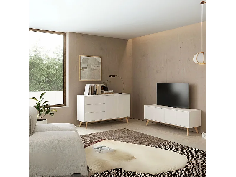 Buffet 2 porte, 3 cassetti Campus - L140 cm