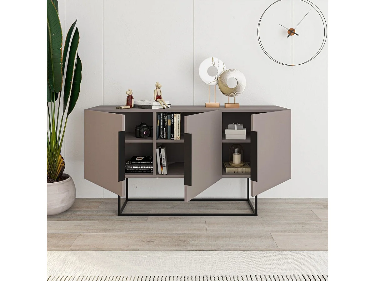 Buffet 3 Türen und Metallfüße Titan - L150 cm