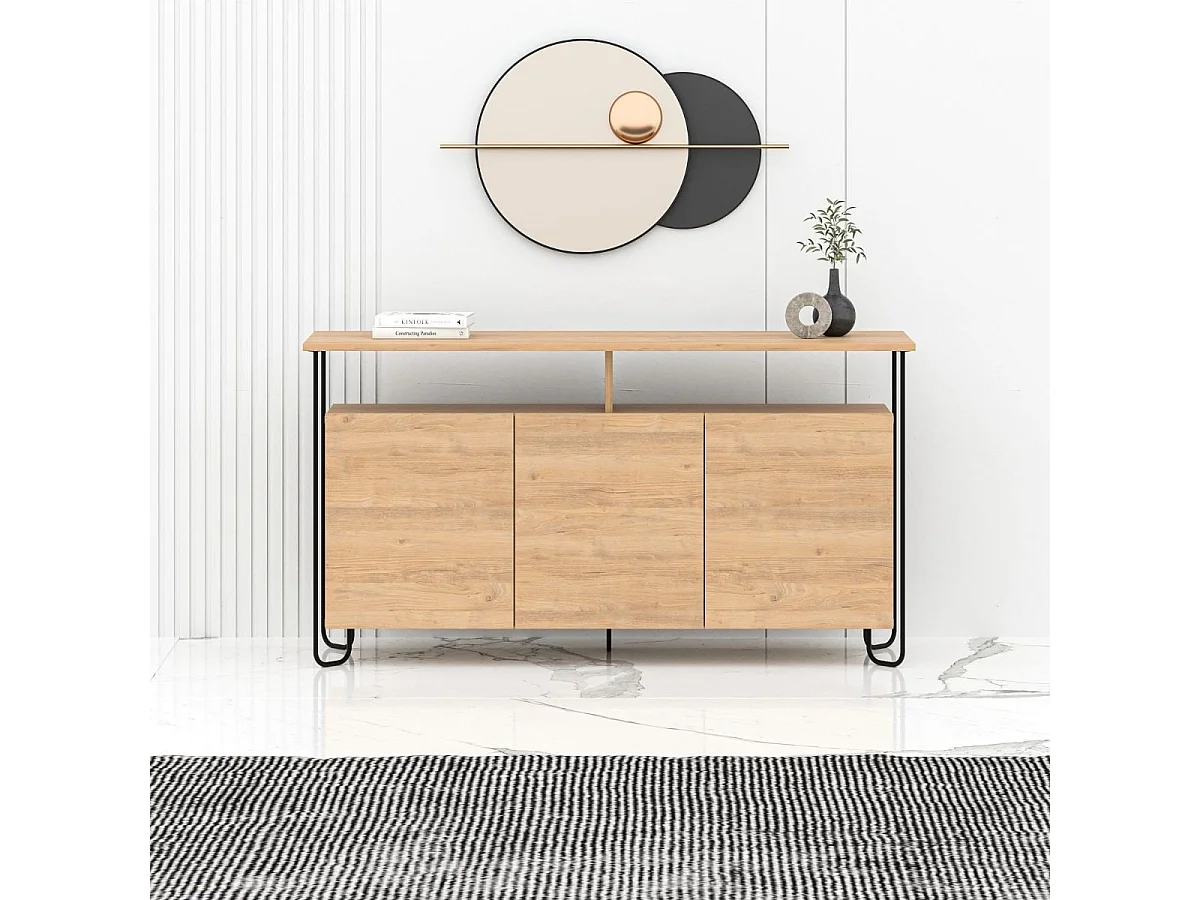 Buffet 3 deuren en metalen poten Dilly - L130 cm