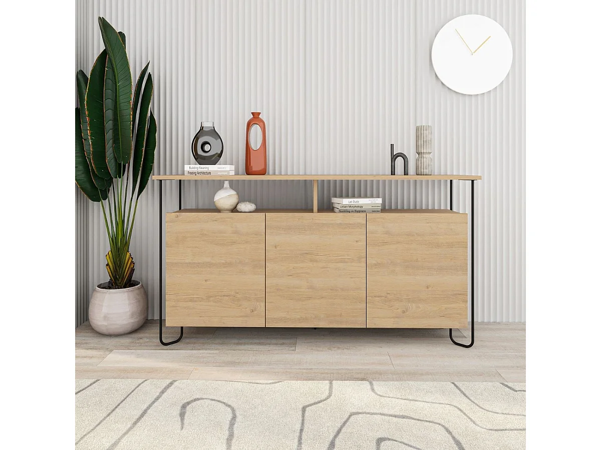 Buffet 3 deuren en metalen poten Dilly - L130 cm