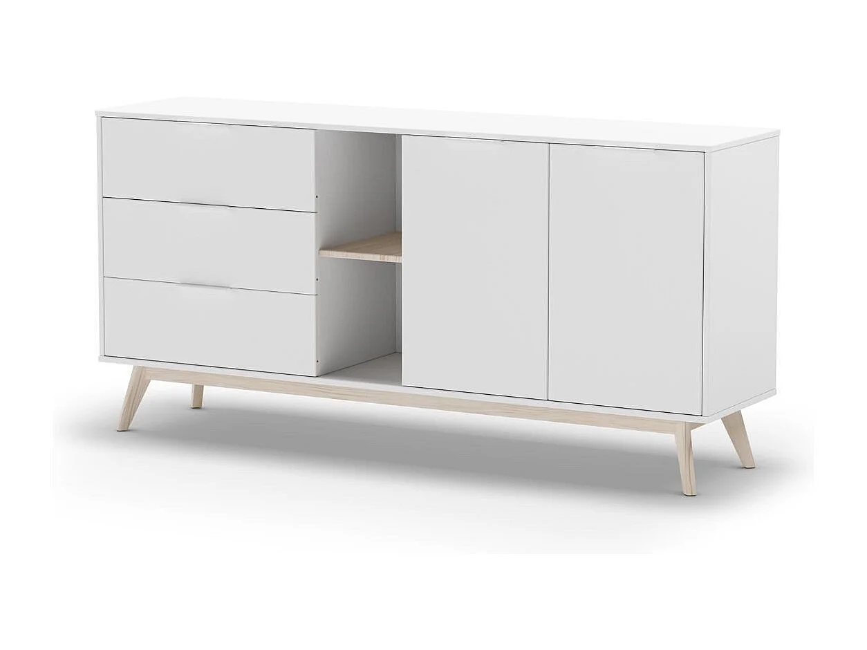 Buffet 2 Portes, 2 Niches et 3 Tiroirs L165 cm - Campus