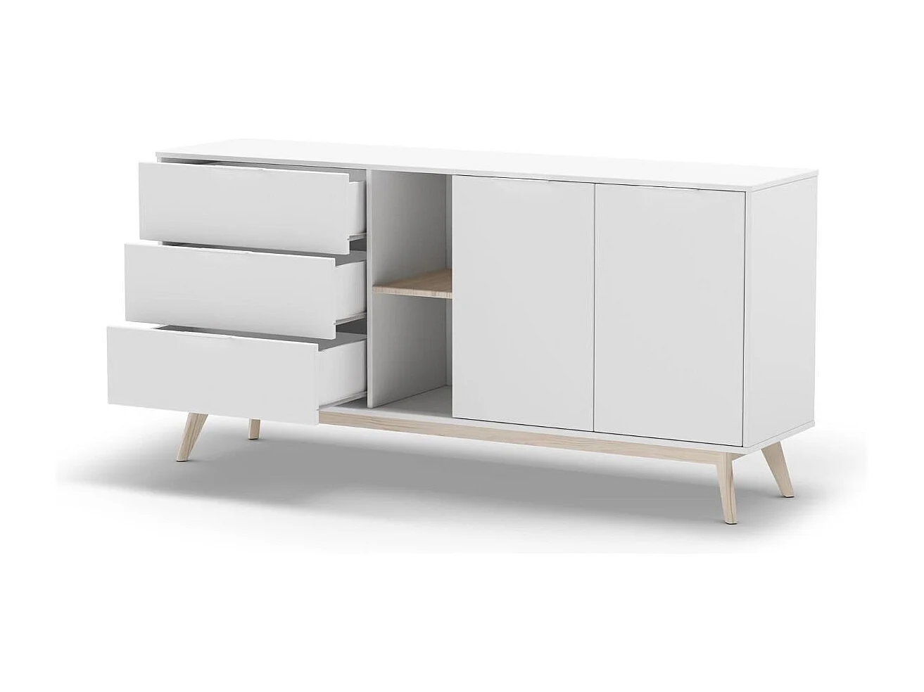 Buffet 2 Portes, 2 Niches et 3 Tiroirs L165 cm - Campus