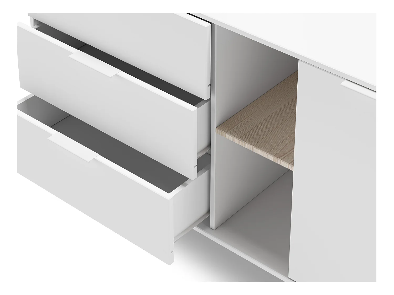 Buffet 2 Portes, 2 Niches et 3 Tiroirs L165 cm - Campus