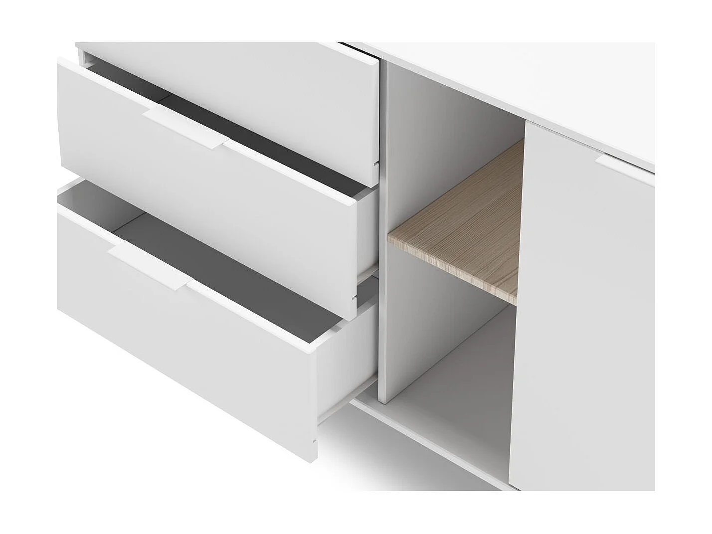 Buffet 2 Portes, 2 Niches et 3 Tiroirs L165 cm - Campus