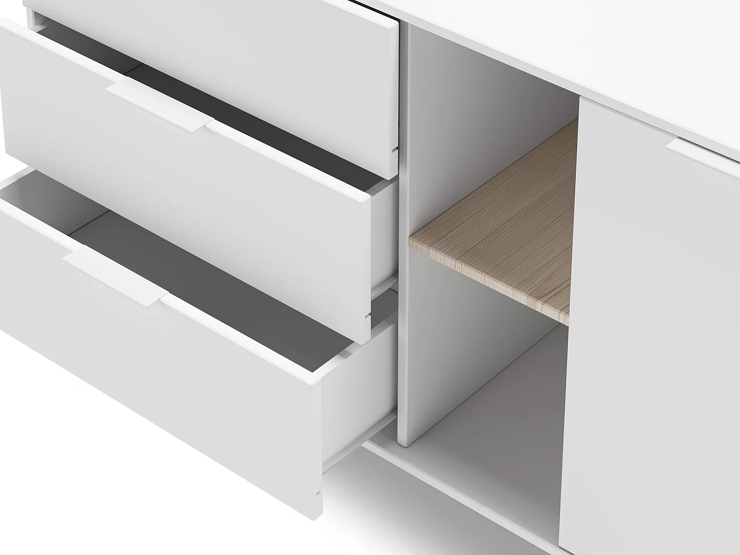 Buffet 2 Portes, 2 Niches et 3 Tiroirs L165 cm - Campus