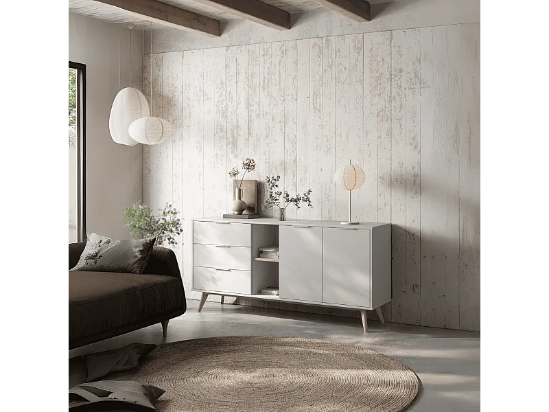 Buffet 2 Portes, 2 Niches et 3 Tiroirs L165 cm - Campus