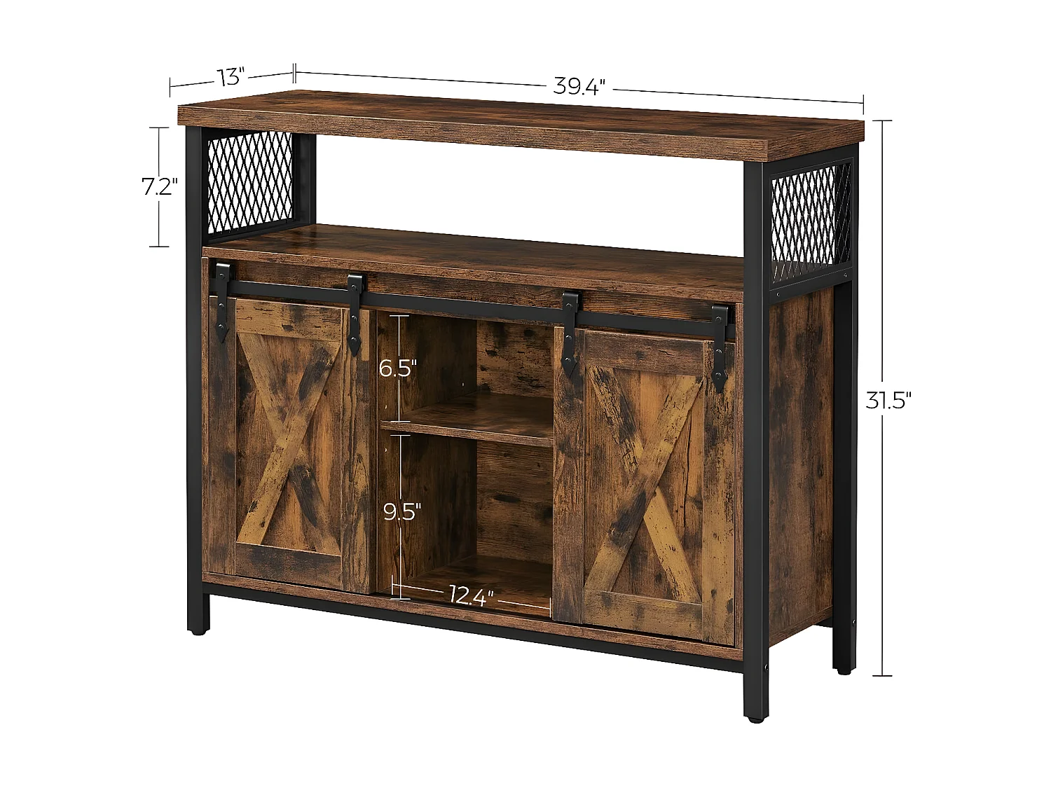 Buffet Estilo Industrial con Puertas Corredizas - L100 cm