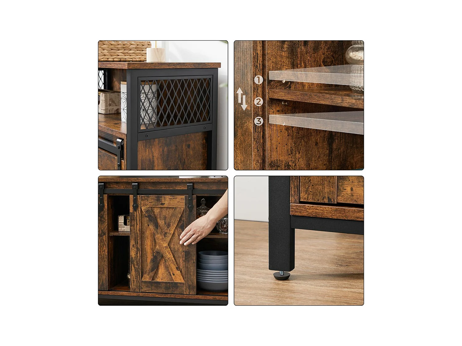 Buffet Estilo Industrial con Puertas Corredizas - L100 cm