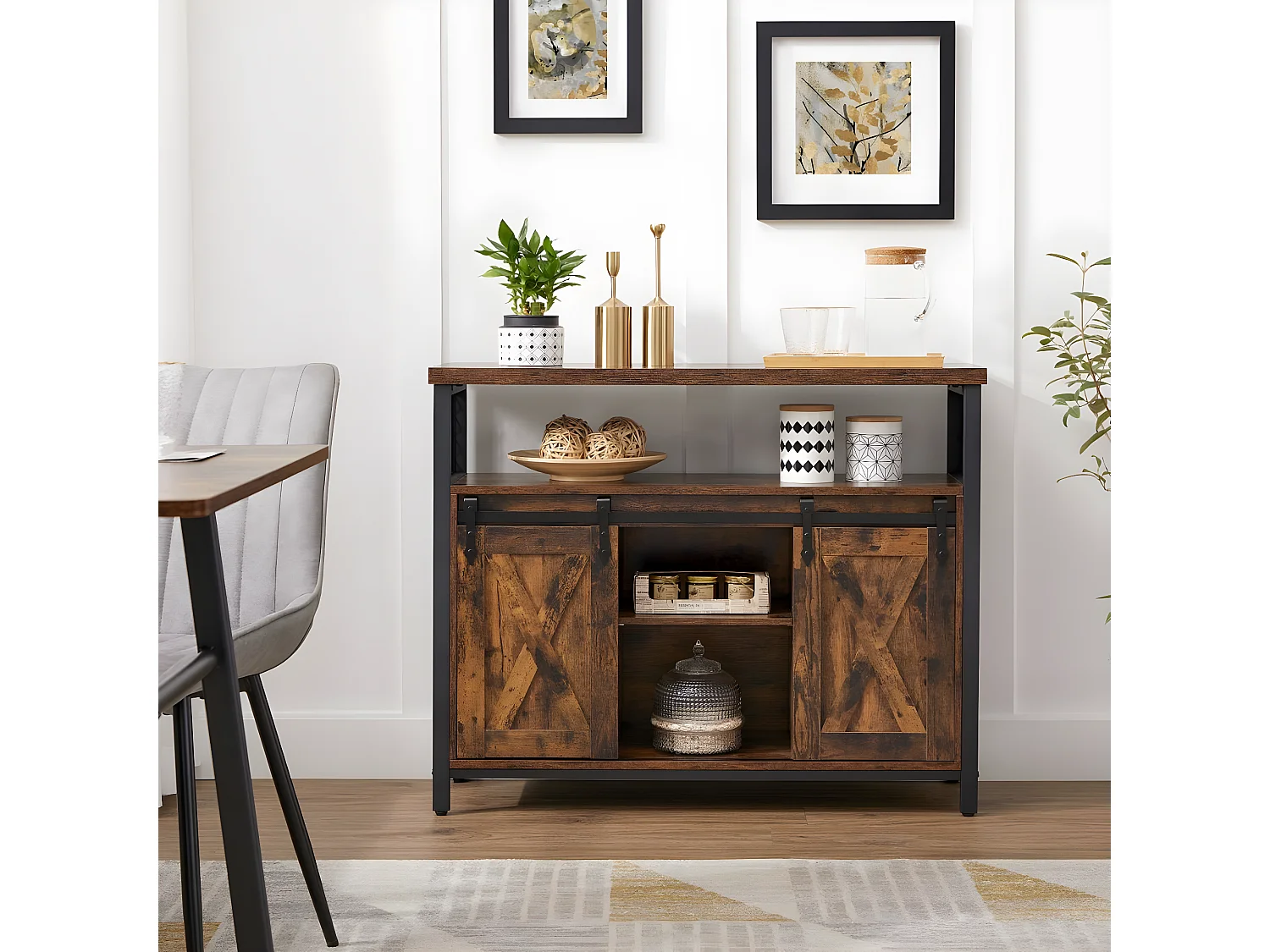 Buffet Estilo Industrial con Puertas Corredizas - L100 cm