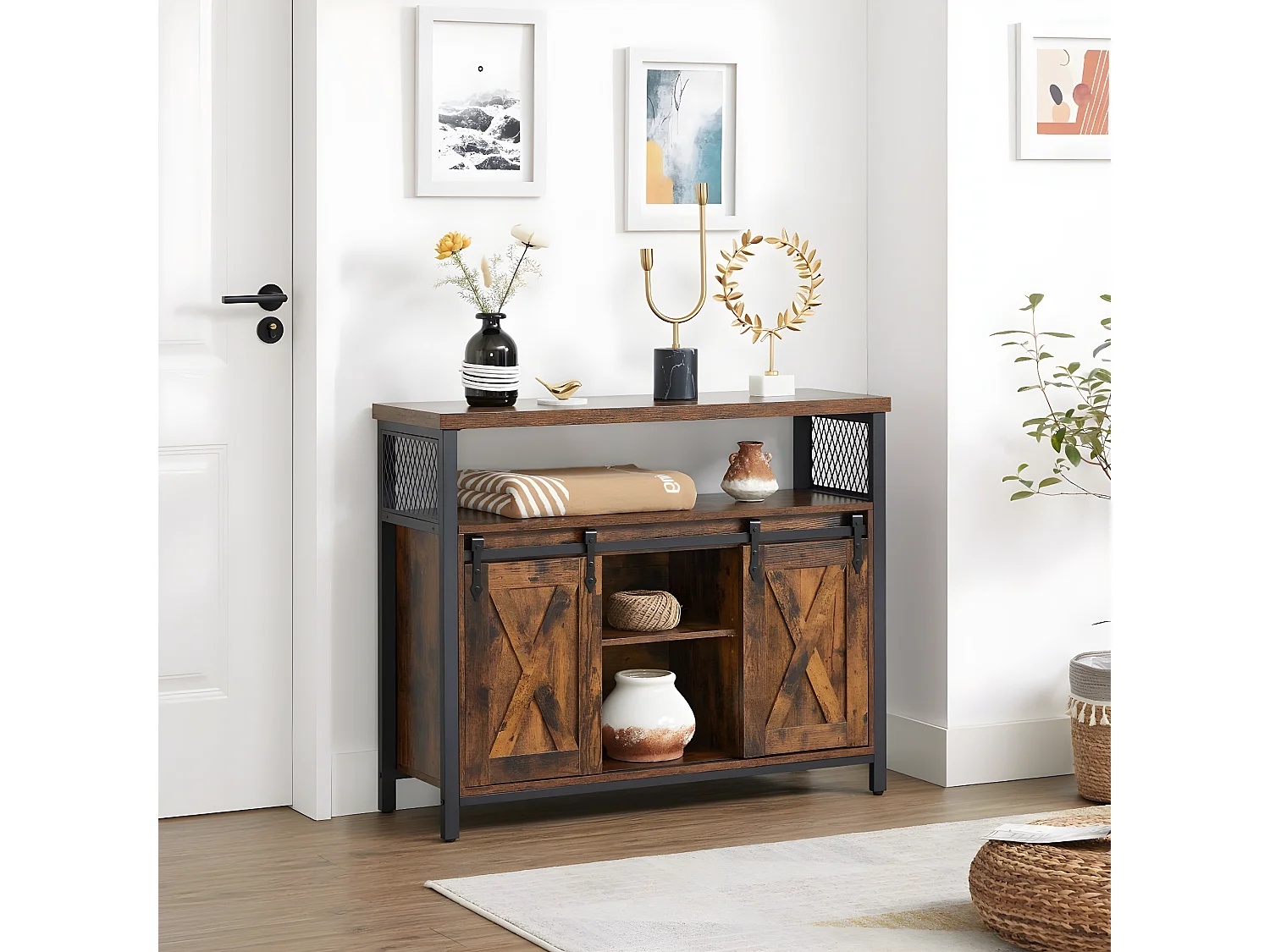 Buffet Estilo Industrial con Puertas Corredizas - L100 cm